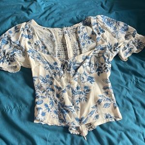 Reformation China blue floral top